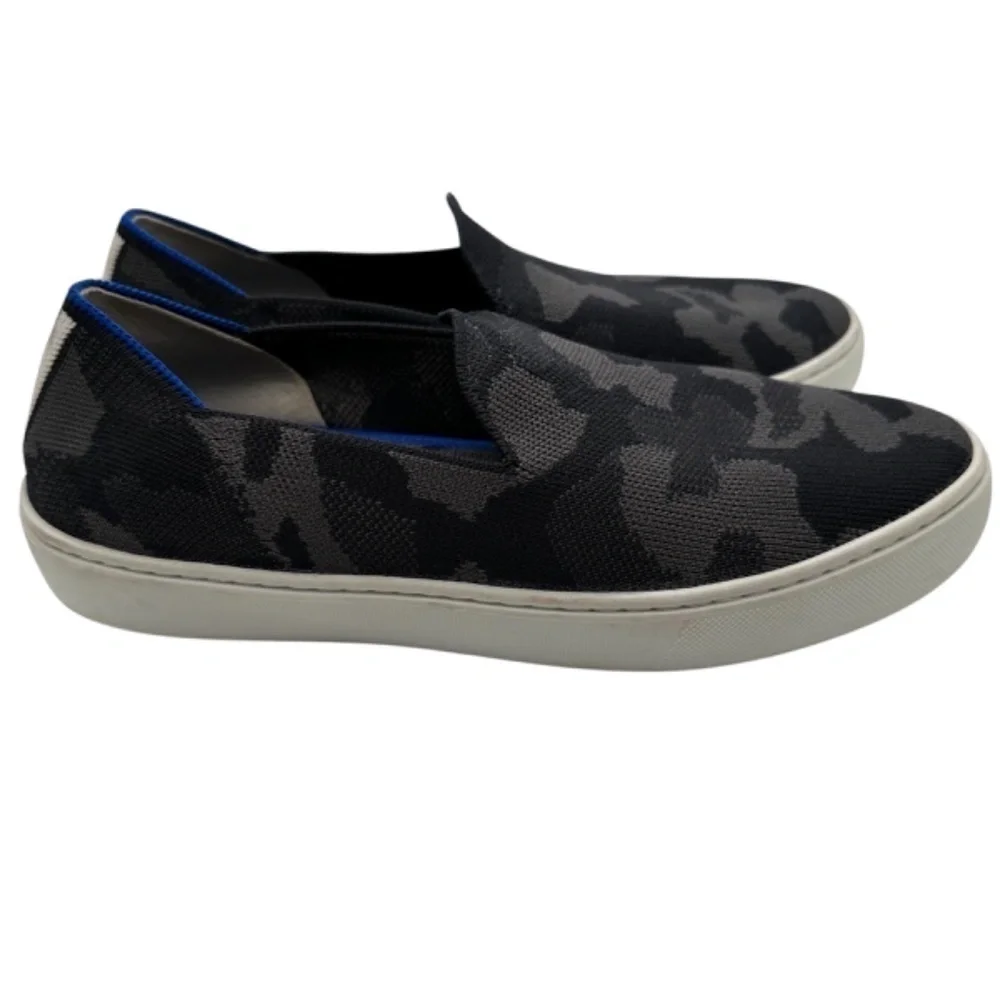 Rothy's Sneakers Womens 7.5 The City Slip On Camo Black Gray Washable Comfy